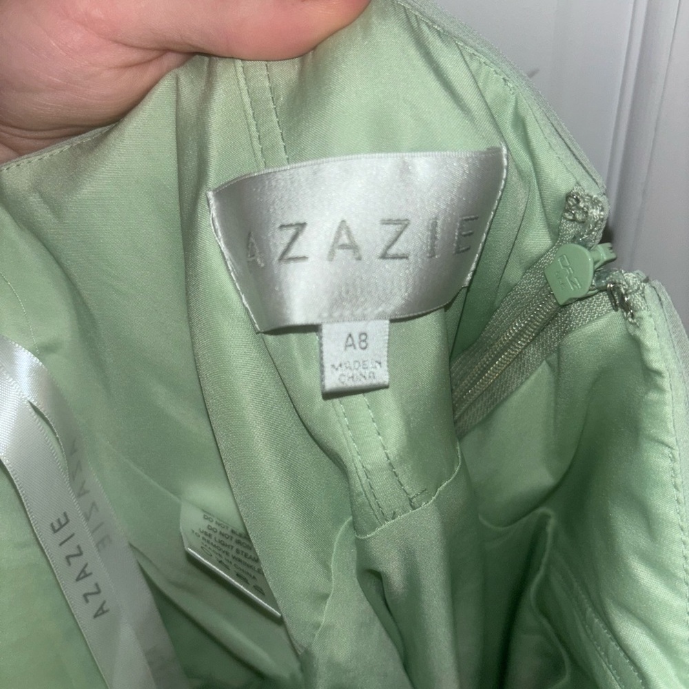 Azazie Sage Green Maxi Dress with Slit - Picture 4 of 6